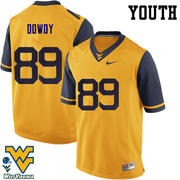 NCAA Youth Rob Dowdy West Virginia Mountaineers Gold #89 Nike Stitched Football College Authentic Jersey FW23C14IC